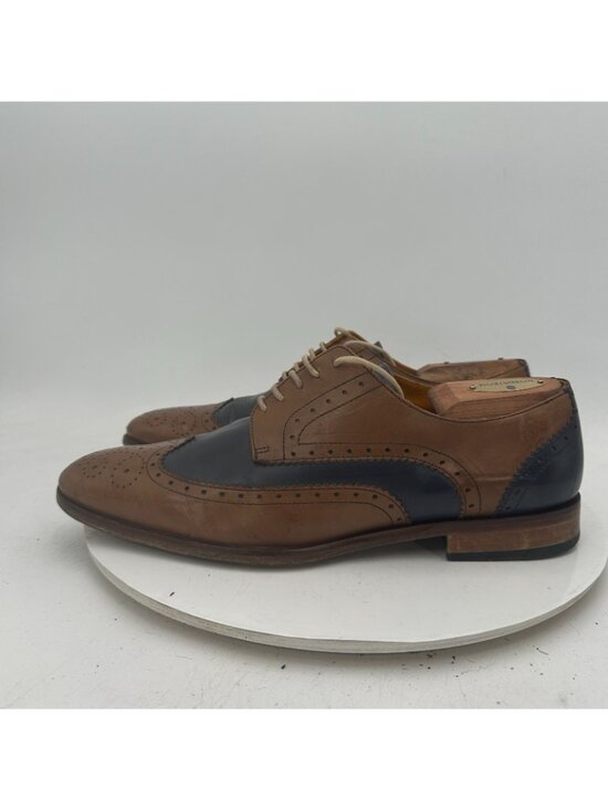 Undandy Men Size EU 43 US 9.5 Brown Black Leather Wingtip Derby Dress Shoes main image 10